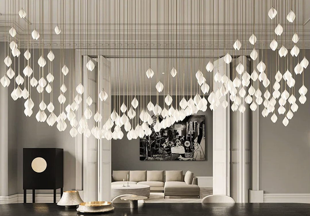 Elegant Lotus Leaf Chandelier Adds Warmth